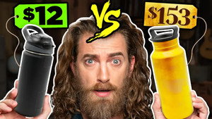 Still from $12 vs. $153 Water Bottle Test