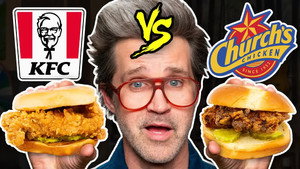 Still from KFC vs. Church's Chicken Taste Test | FOOD FEUDS
