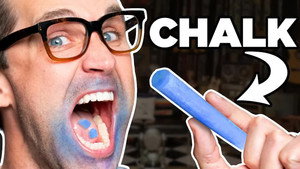 Still from We Try Chalk Eating ASMR (Expectation vs. Reality)