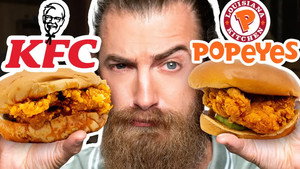 Still from KFC vs. Popeyes Taste Test | FOOD FEUDS