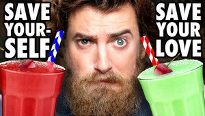 Still from Choose The Wrong Answer, Drink The Nasty Milkshake (GAME)