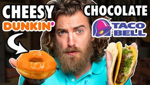 Still from Cheesy Chocolate Food vs. Chocolate Cheesy Food Taste Test