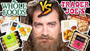 Still from Whole Foods vs. Trader Joe's Taste Test | FOOD FEUDS