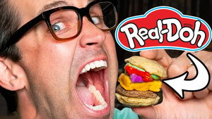 Still from Making Real Food With Play-Doh Toys Taste Test