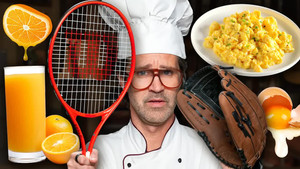 Still from Cooking Breakfast With Sports Equipment
