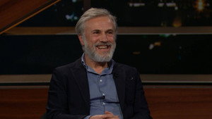 Still from February 17, 2023: Christoph Waltz, Ari Melber, Sarah Isgur