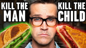 Still from Choose The Wrong Answer, Eat The Nasty Food (Game)